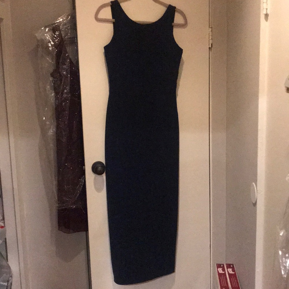 Betsey Johnson Long navy blue sparkly gown Large L